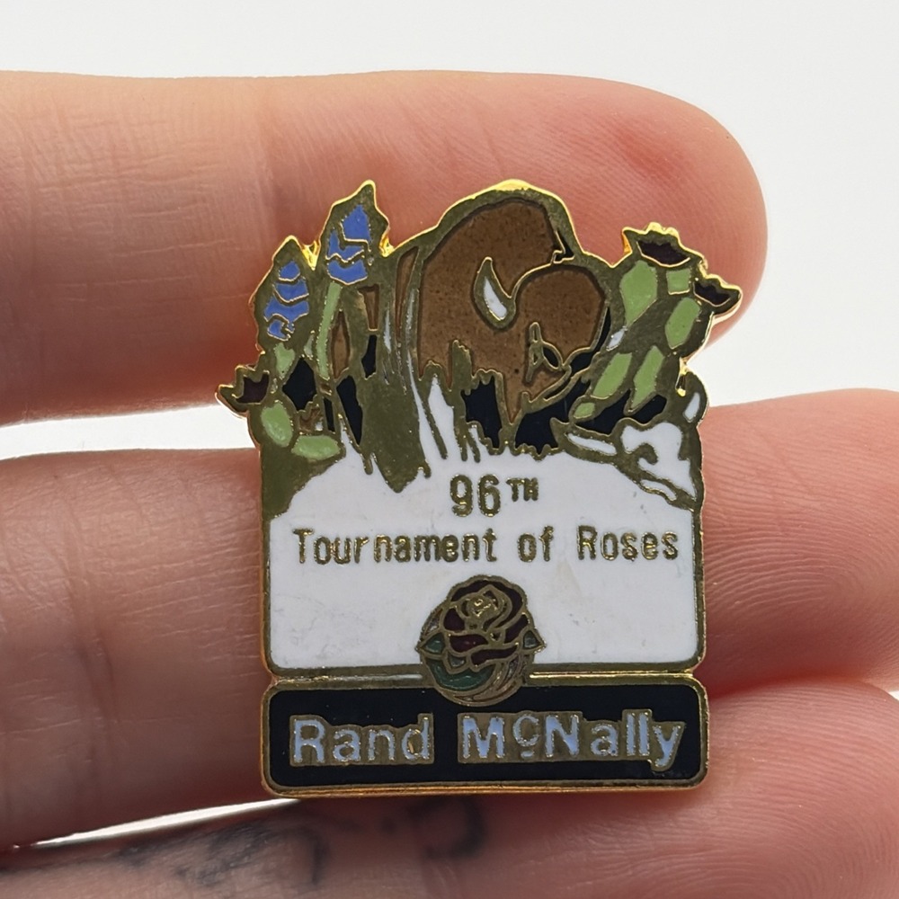 1985 Tournament Of Roses Rand McNally Bison Buffalo Lapel Hat Pin